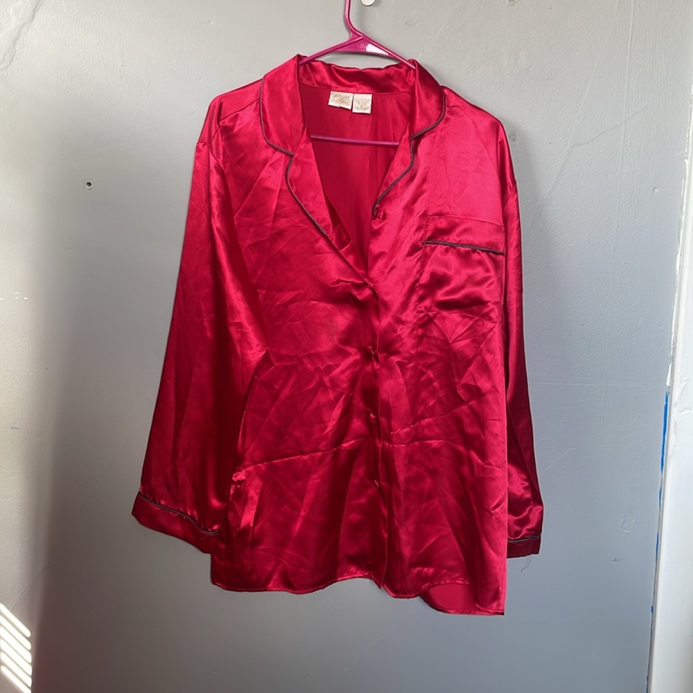 Vintage Gilligan & O’Malley Women’s M Red Two Piece Polyester Sleep set grandma - Picture 8 of 11